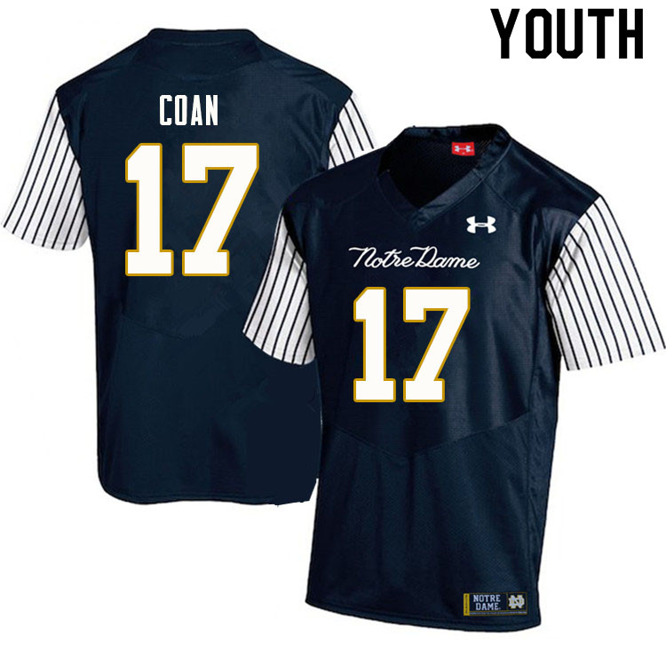 Youth #17 Jack Coan Notre Dame Fighting Irish College Football Jerseys Sale-Alternate Navy